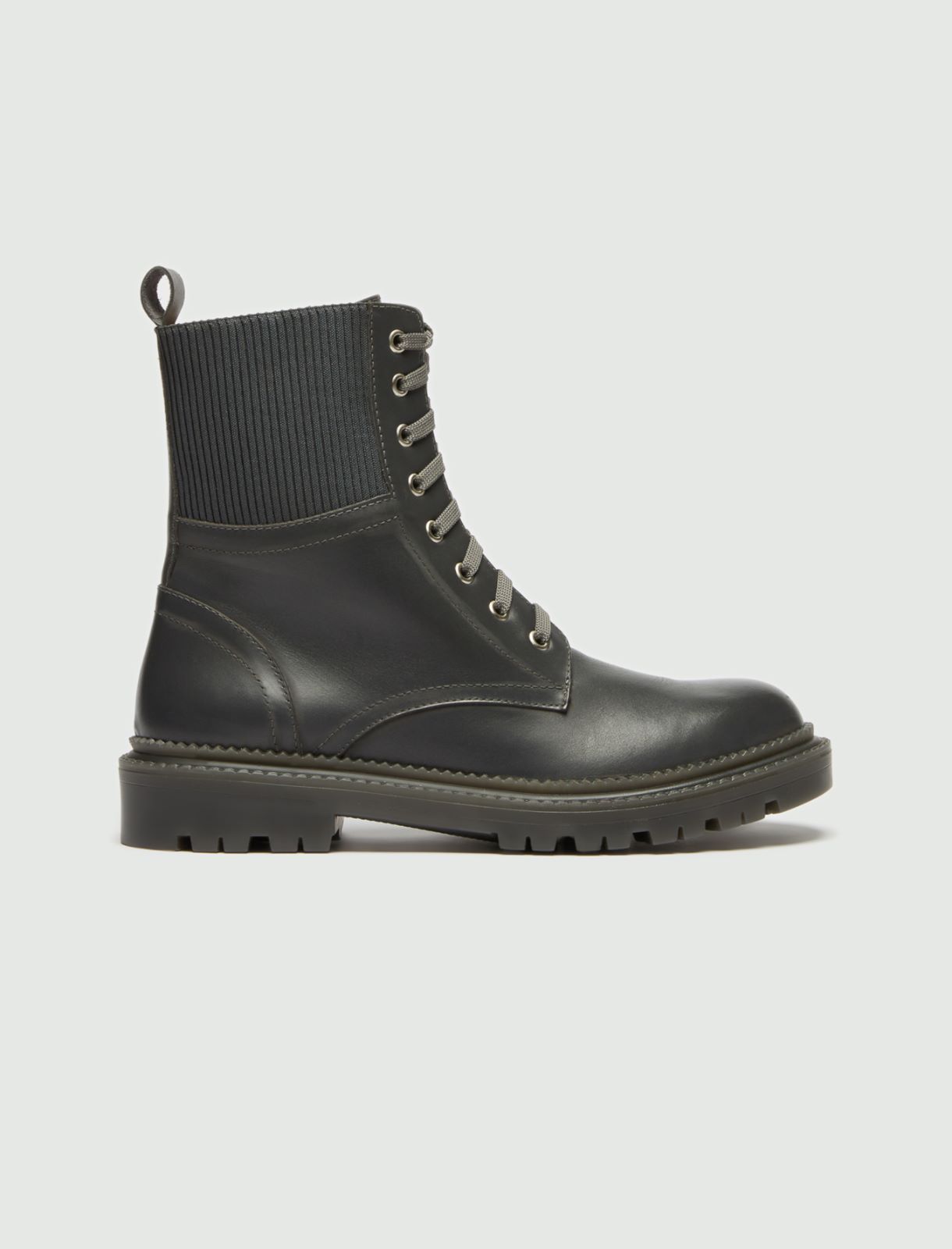 Leather combat boots  - Platinum - Marella
