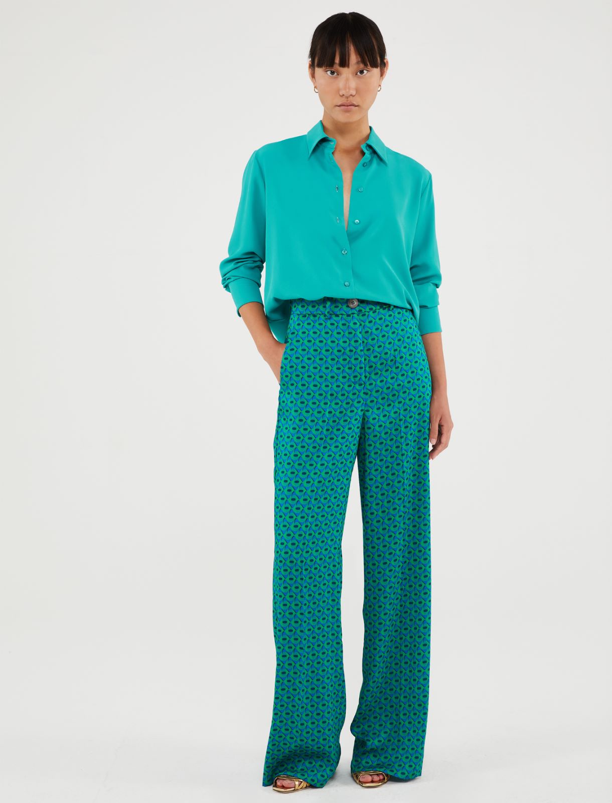 Patterned trousers - Green - Marina Rinaldi