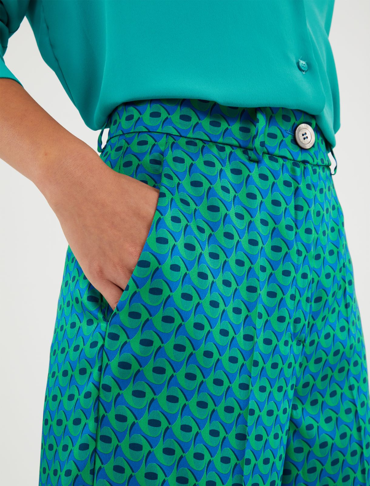 Patterned trousers - Green - Marina Rinaldi - 4