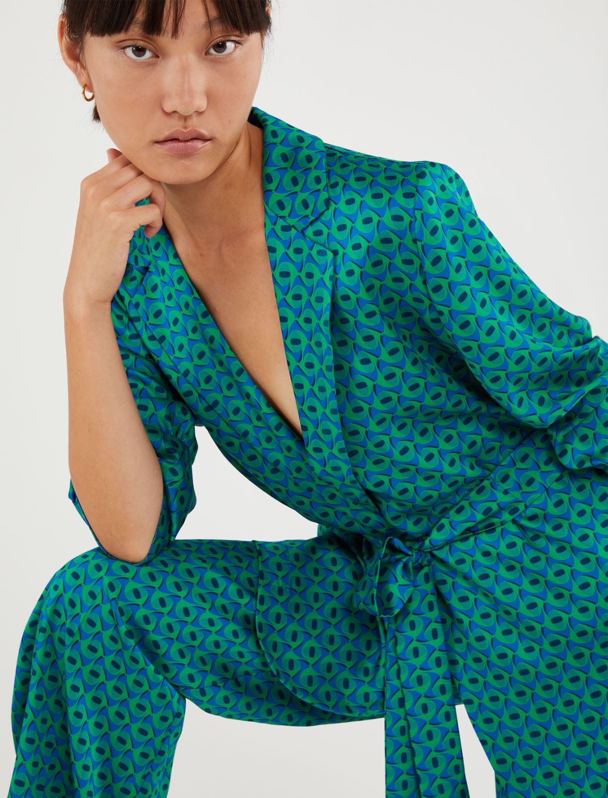 Patterned blazer - Green - Marina Rinaldi - 3