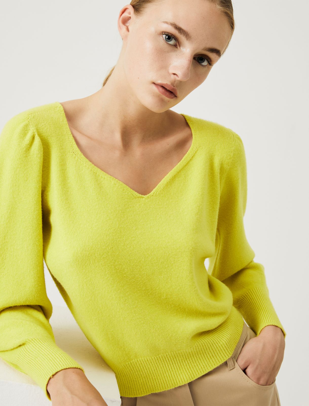 Pullover mit herzförmigem Ausschnitt, zitrone | Marella Pullover mit herzförmigem Ausschnitt - Zitrone - Marella - 3