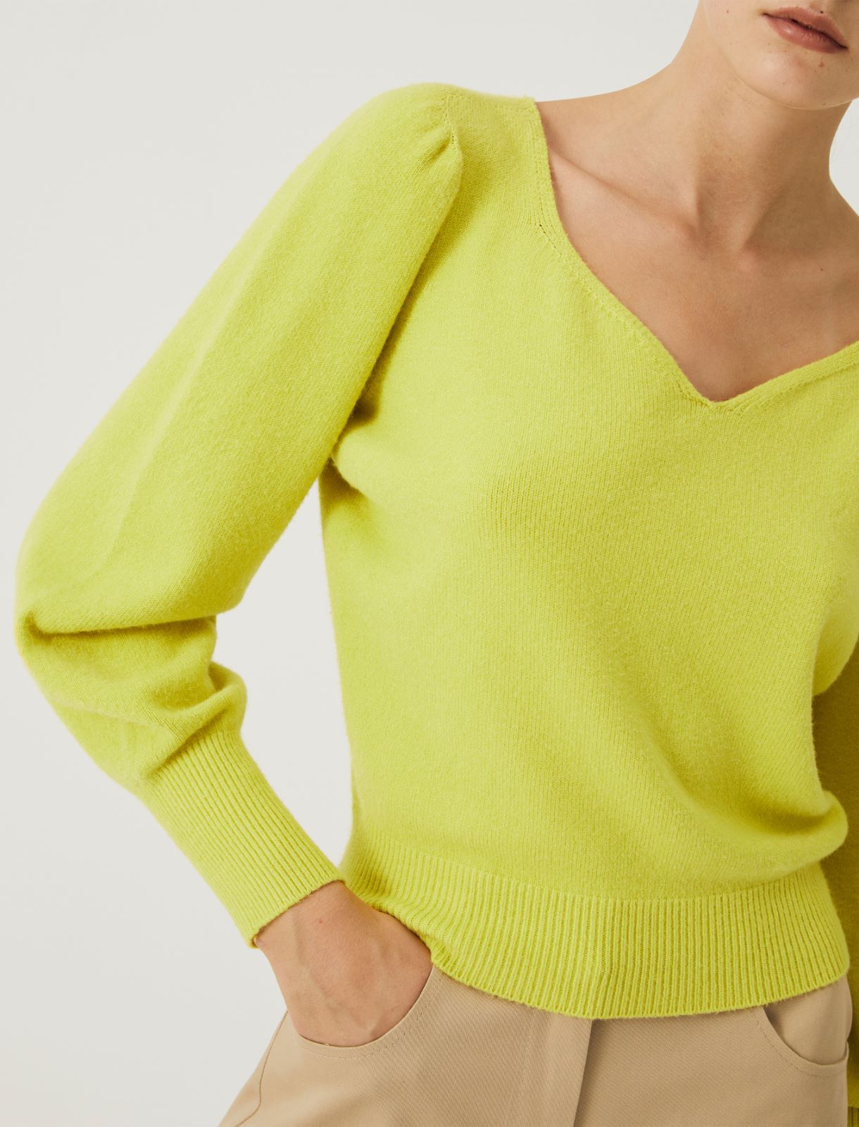 Pullover mit herzförmigem Ausschnitt - Zitrone - Marella - 4