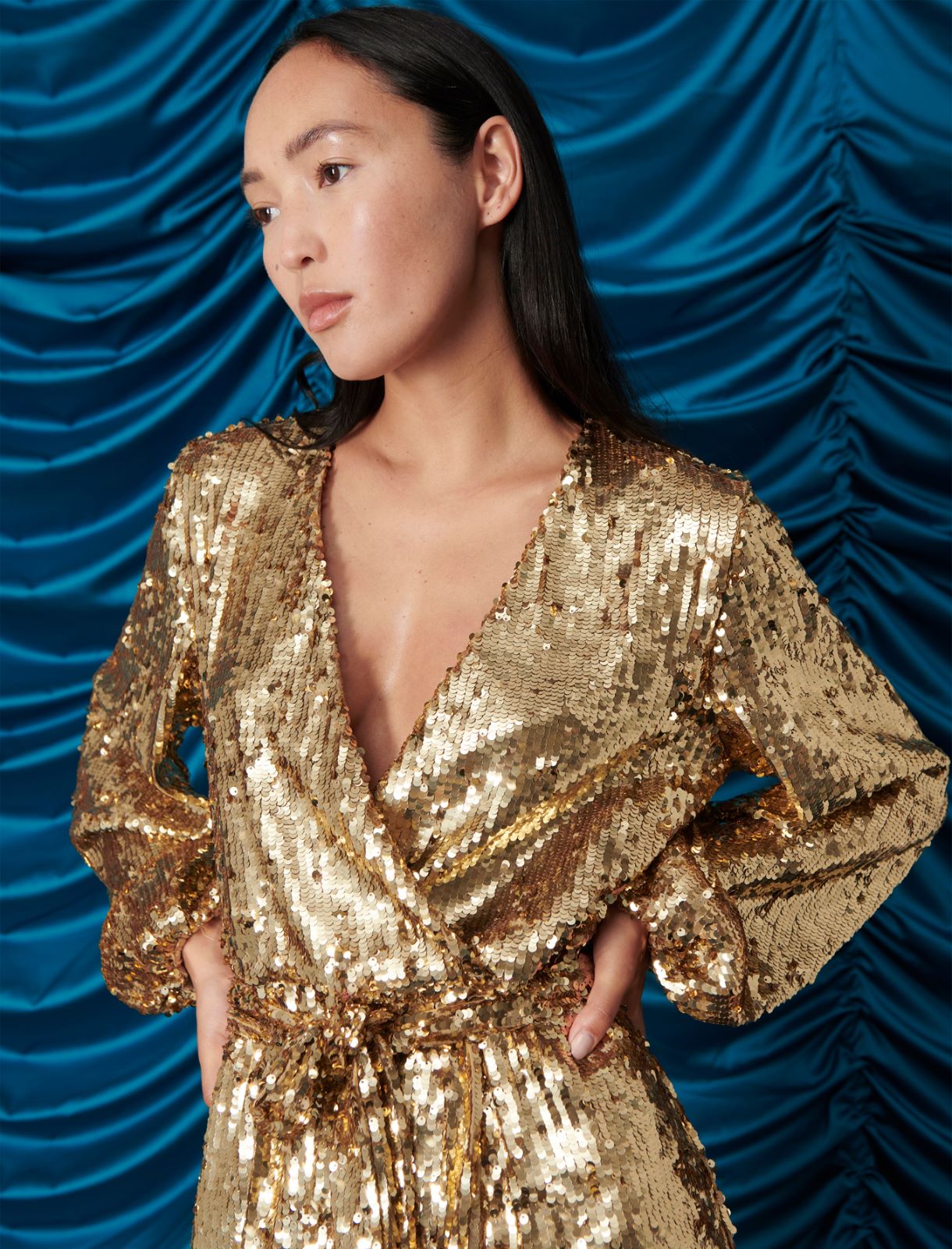 Kleid mit Paillettenbesatz - Gold - Marella - 5
