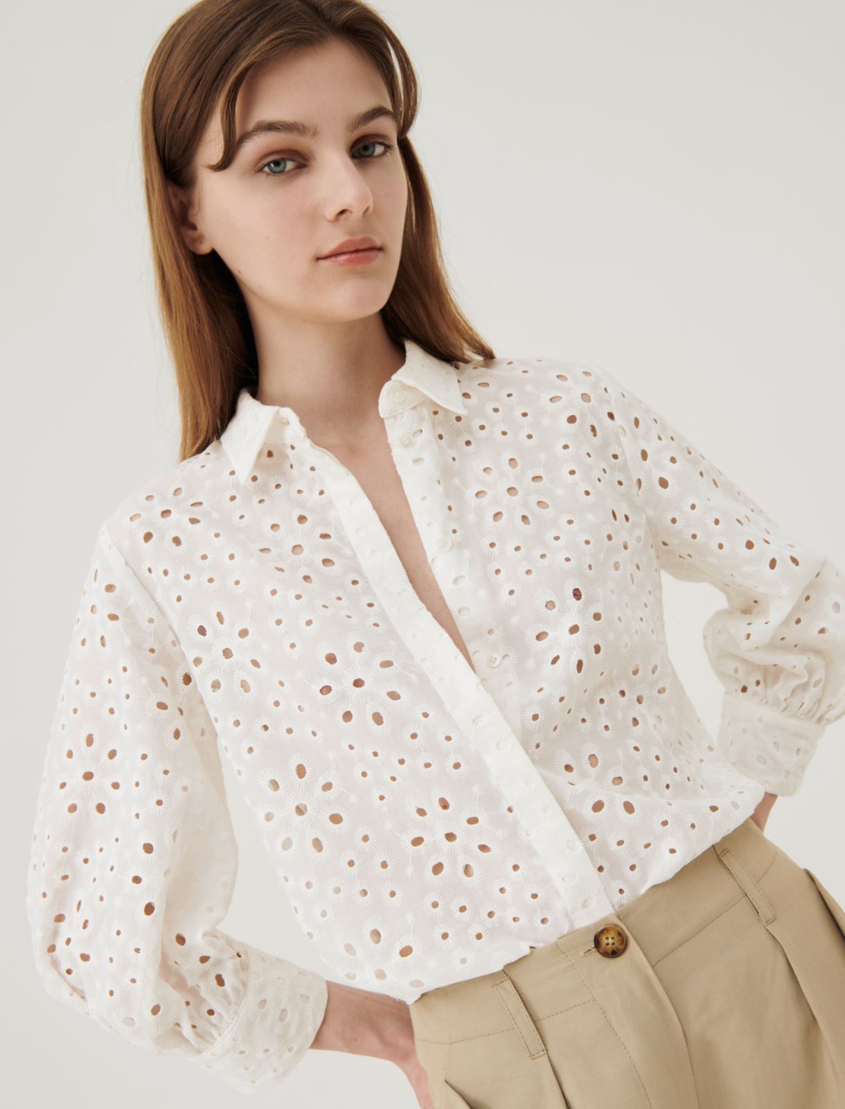 Chemise en broderie anglaise - Blanc - Marella - 3