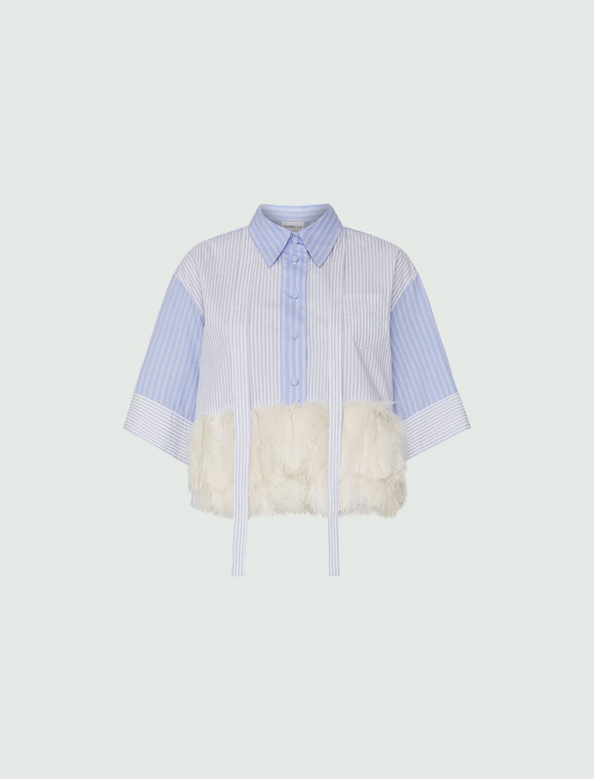 Shirt with feathers - Sky-blue - Marina Rinaldi - 5