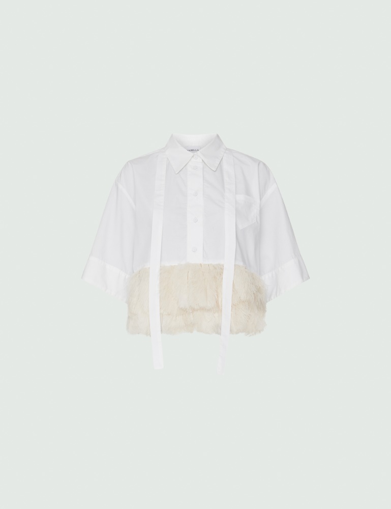 Shirt with feathers - White - Marina Rinaldi - 2