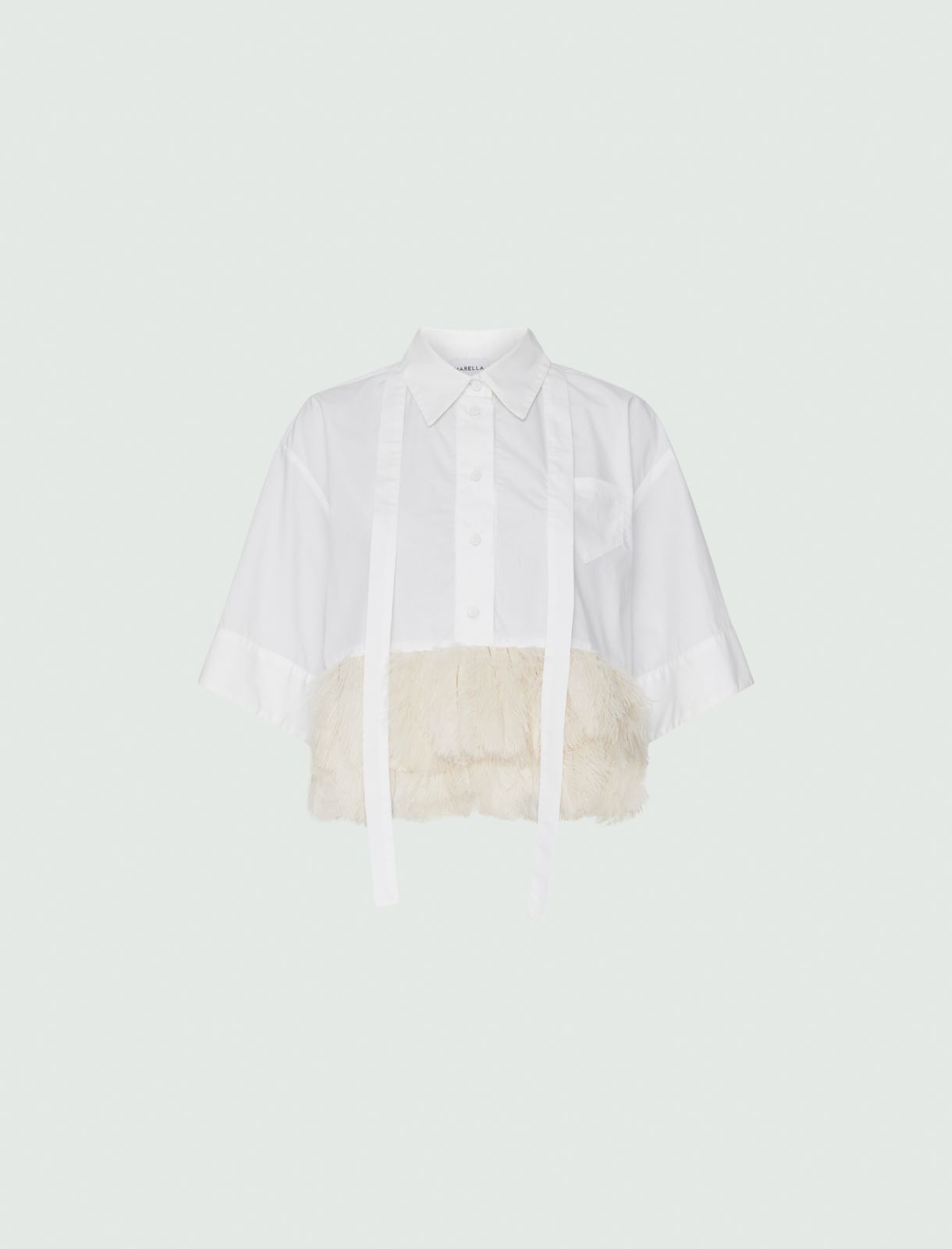 Shirt with feathers - White - Marella - 5