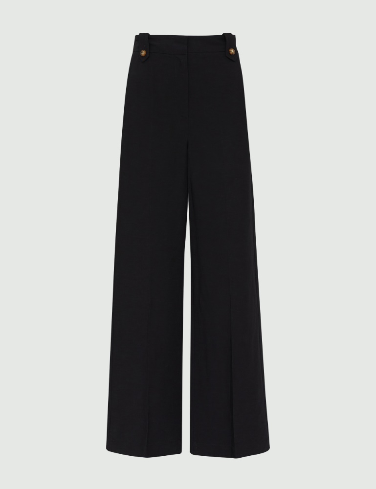 Linen-blend trousers - Black - Marella - 2