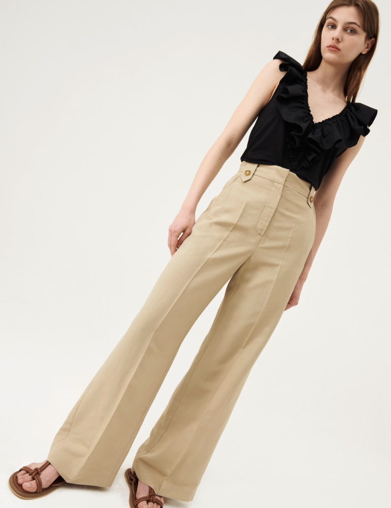 Linen-blend trousers - Sand - Marella