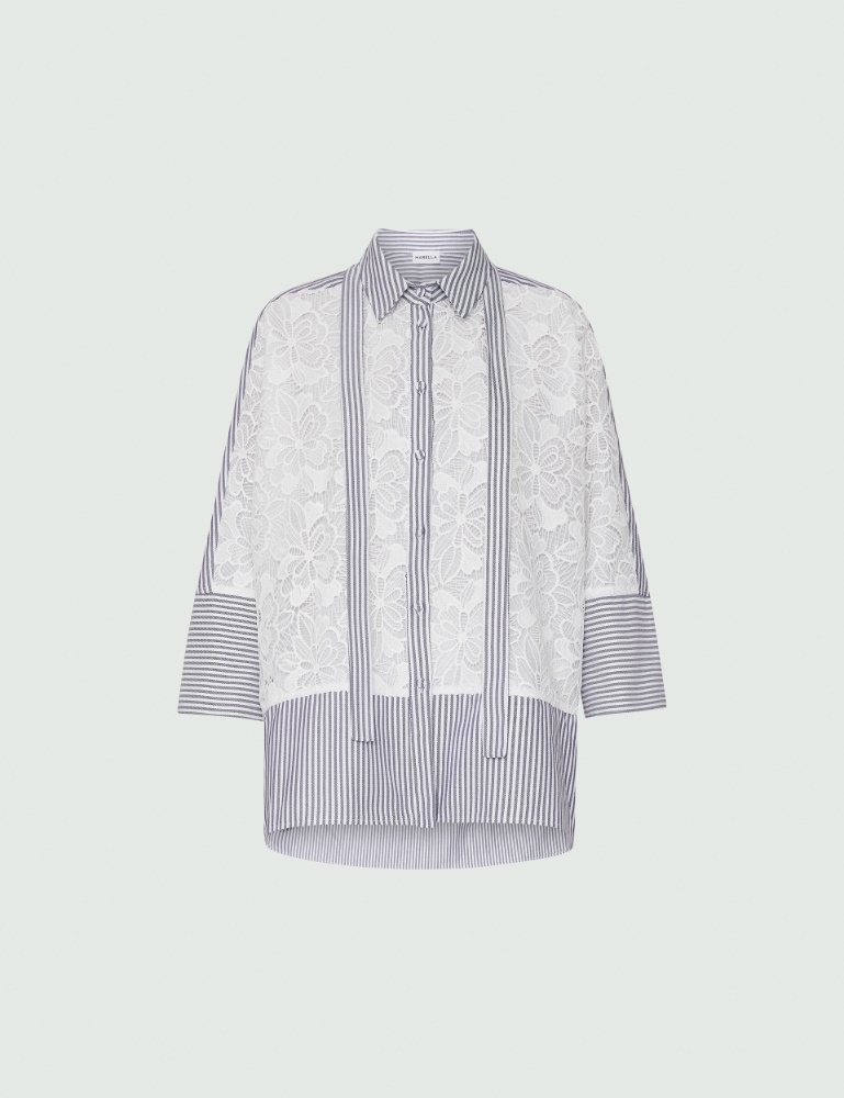 Shirt with macramè - White - Marella - 2