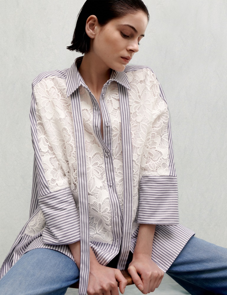 Shirt with macramè - White - Marina Rinaldi