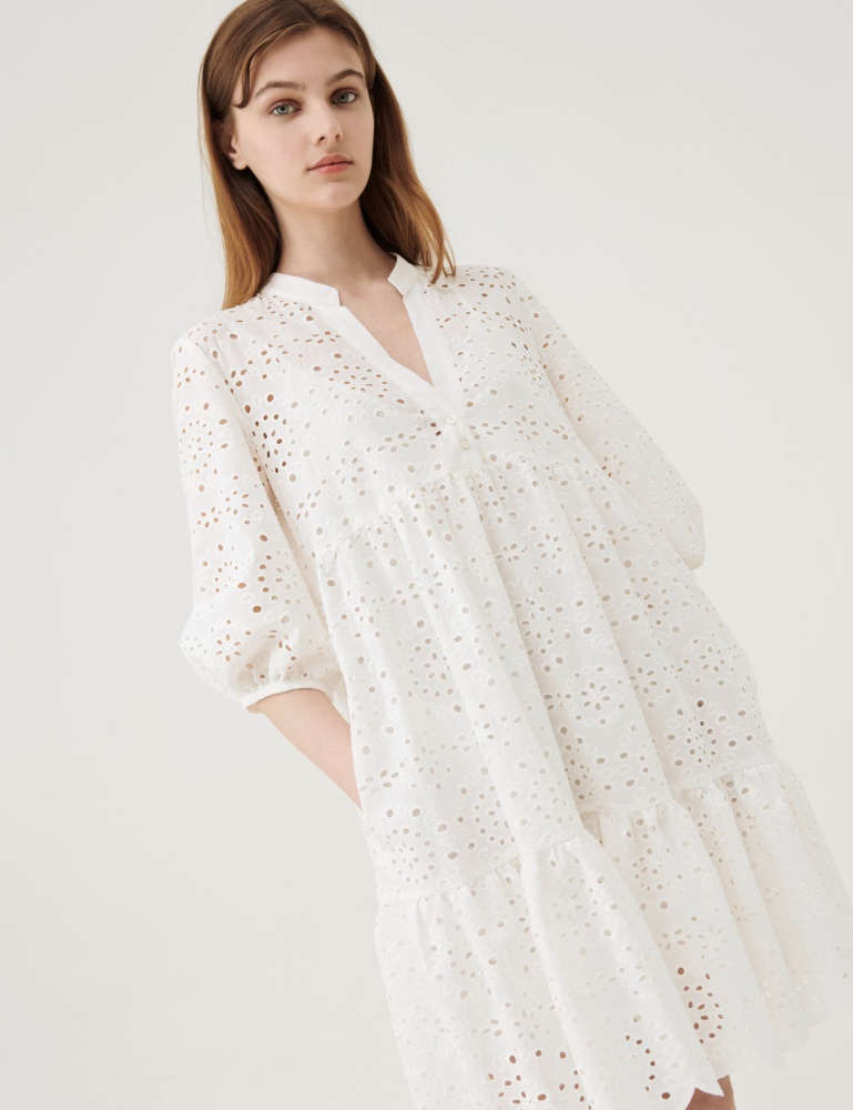 Broderie anglaise dress - White - Marella