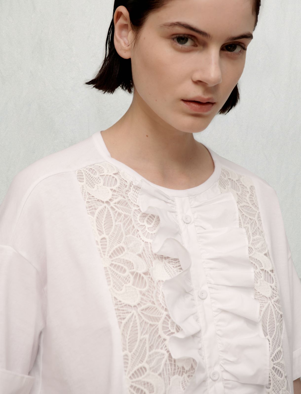 Ruched T-shirt - White - Marina Rinaldi - 4