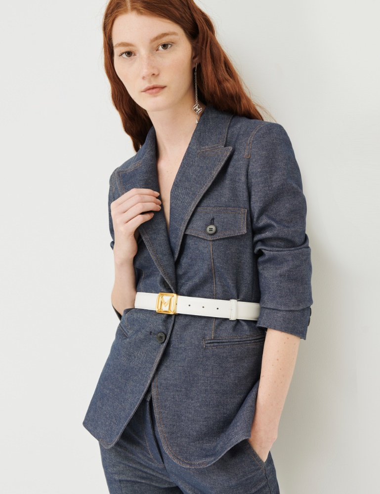 Semi-fitted blazer - Navy - Marina Rinaldi