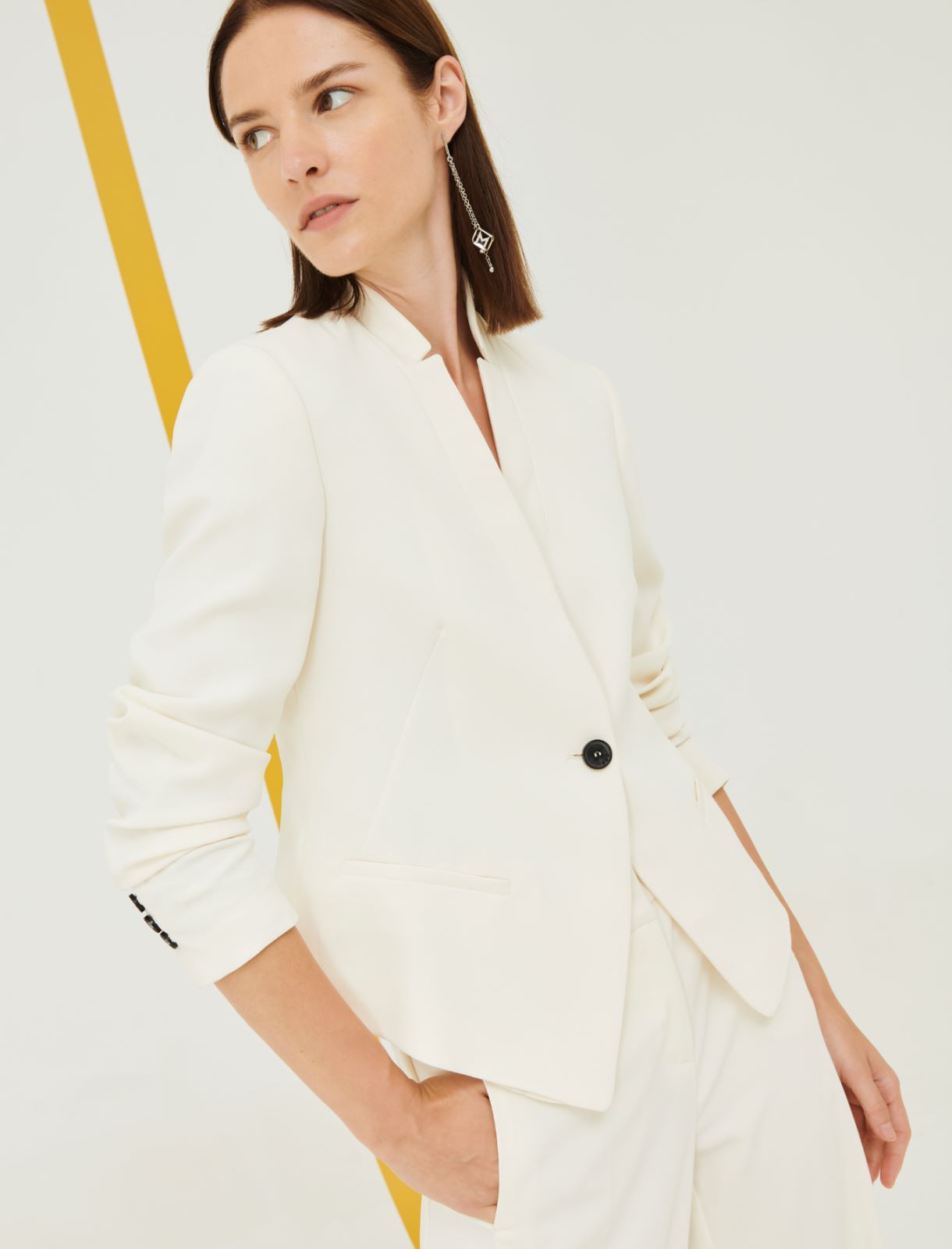 Crepe blazer - Wool white - Marina Rinaldi - 3