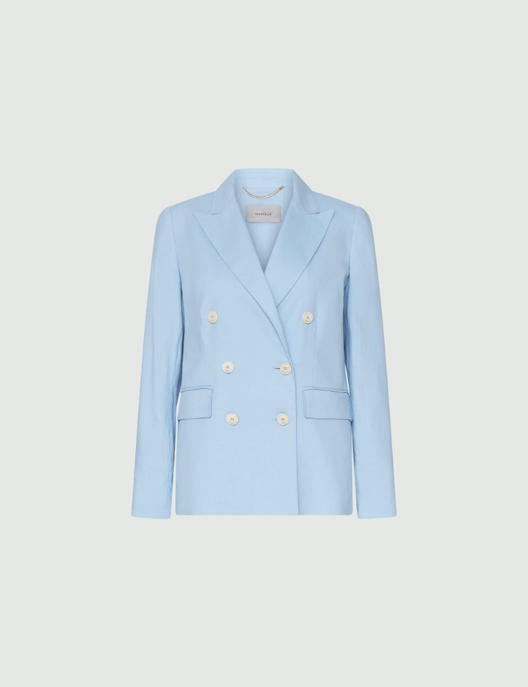 Linen and cotton blazer - Light blue - Marella - 2