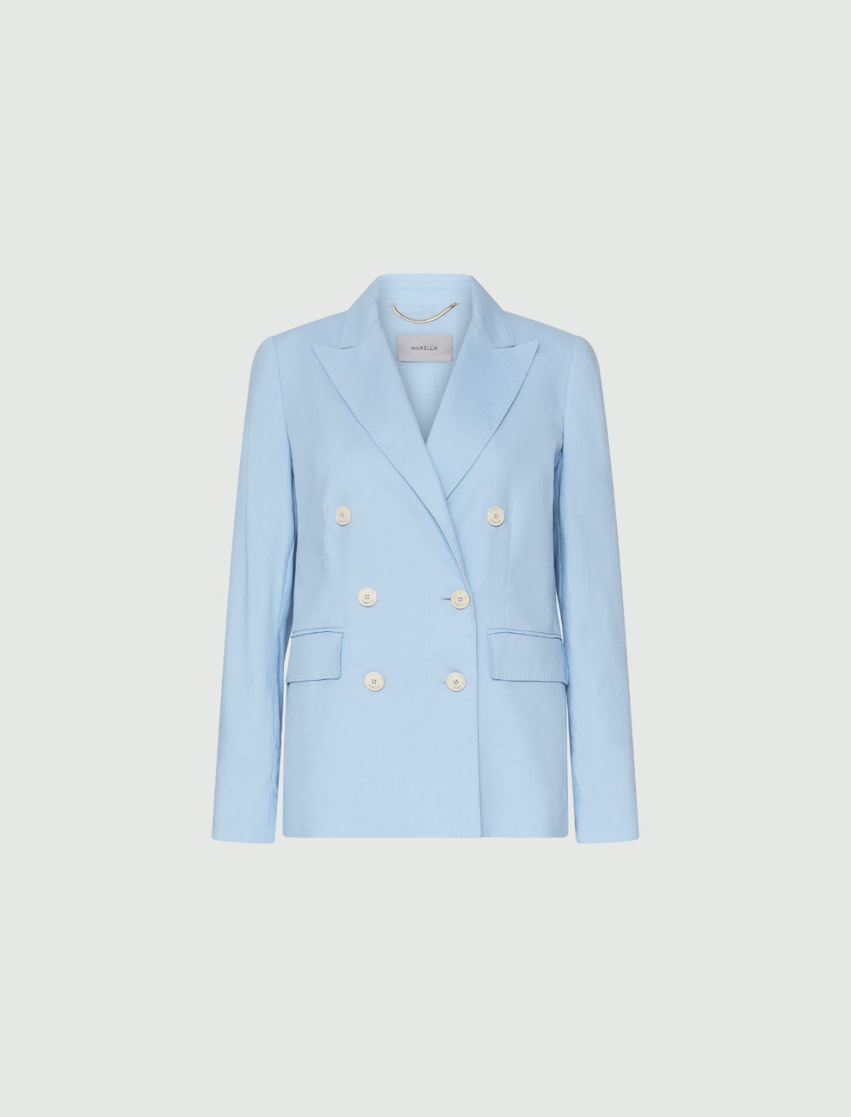 Linen and cotton blazer - Light blue - Marella - 5