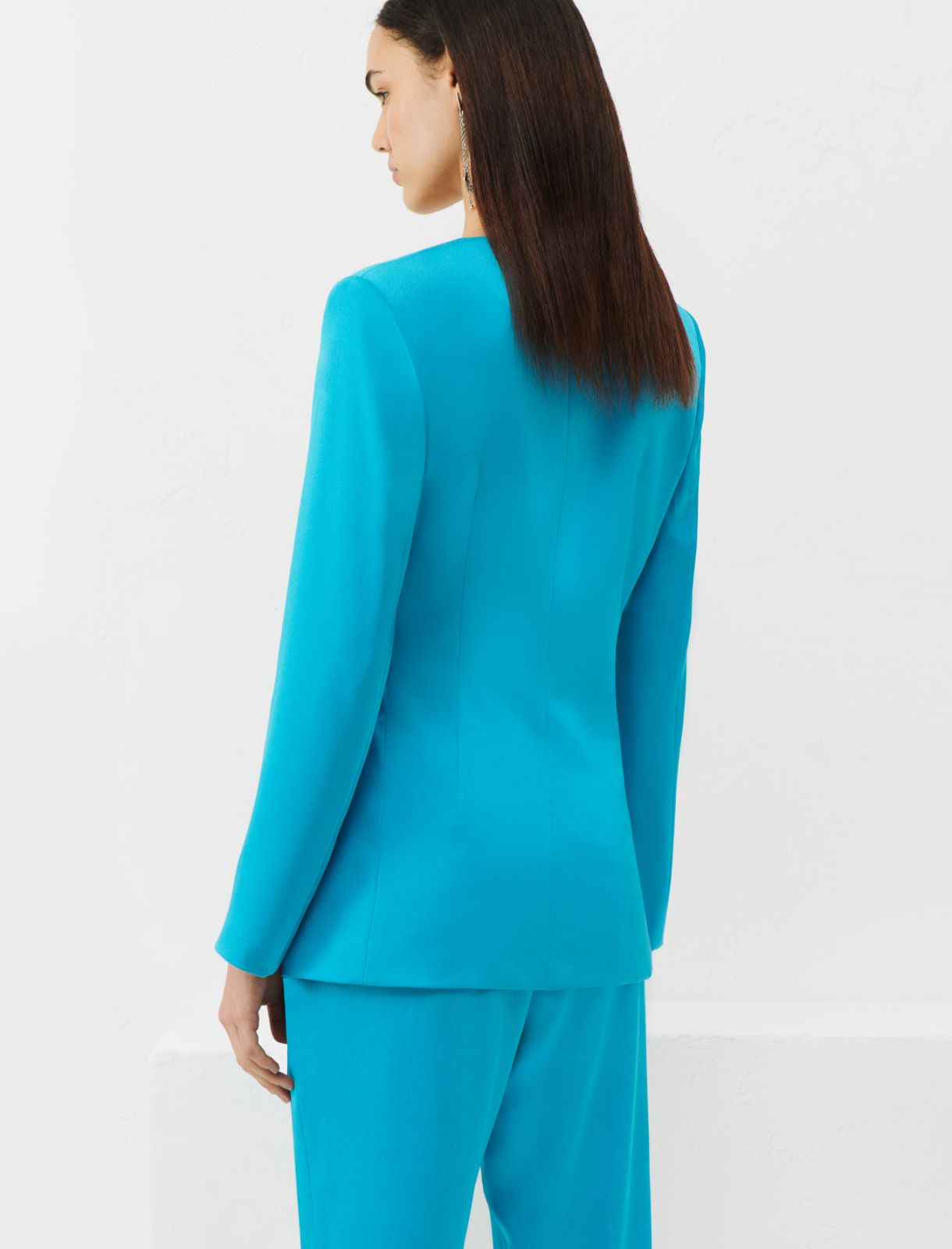 Satin jacket - Turquoise - Marina Rinaldi - 2
