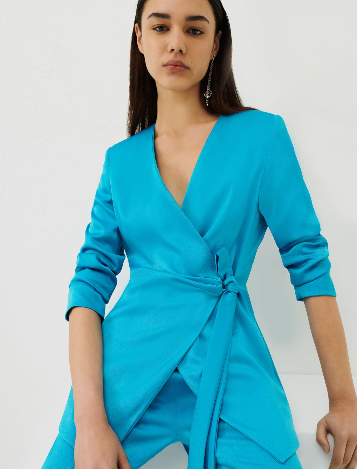 Satin jacket - Turquoise - Marina Rinaldi - 3