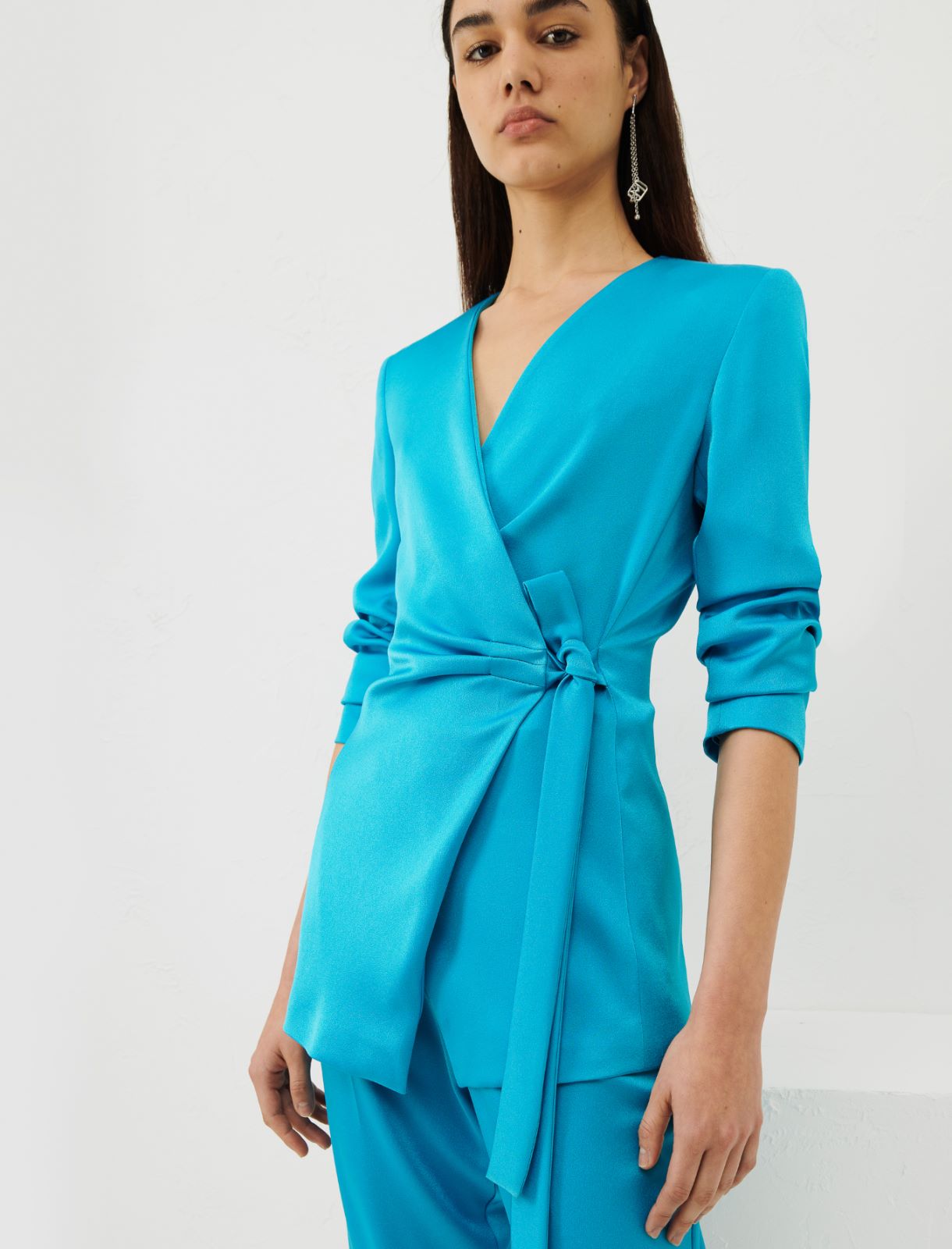 Satin jacket - Turquoise - Marina Rinaldi - 4