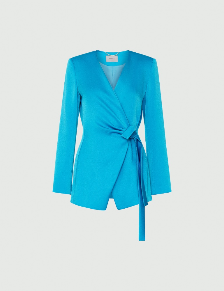 Satin jacket - Turquoise - Marina Rinaldi - 2