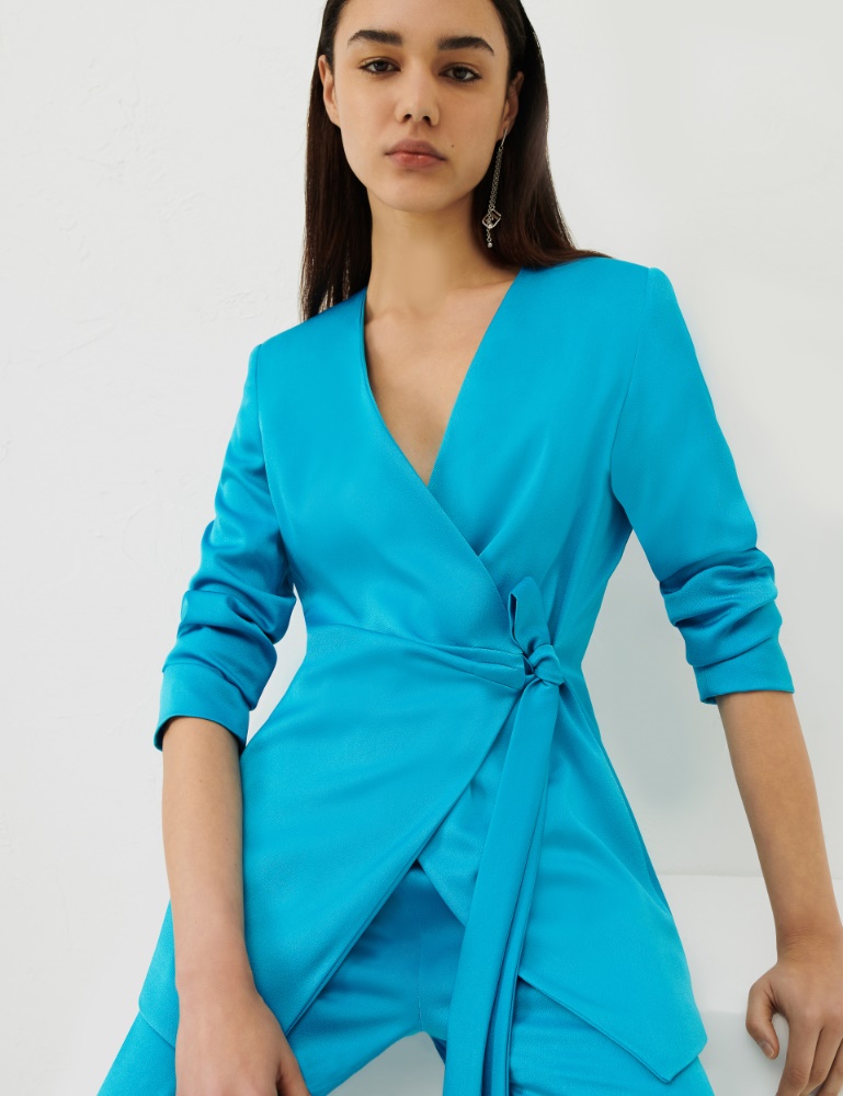 Satin jacket - Turquoise - Marina Rinaldi