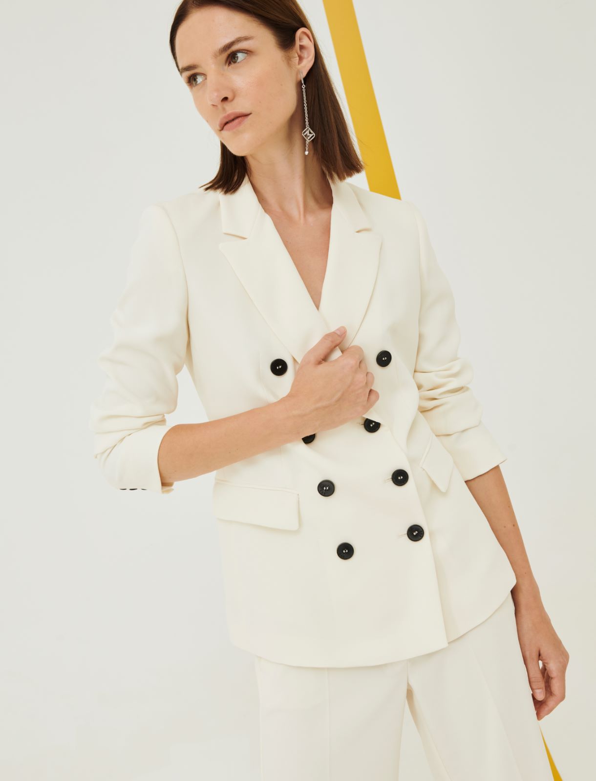 Double-breasted blazer - Wool white - Marina Rinaldi - 3