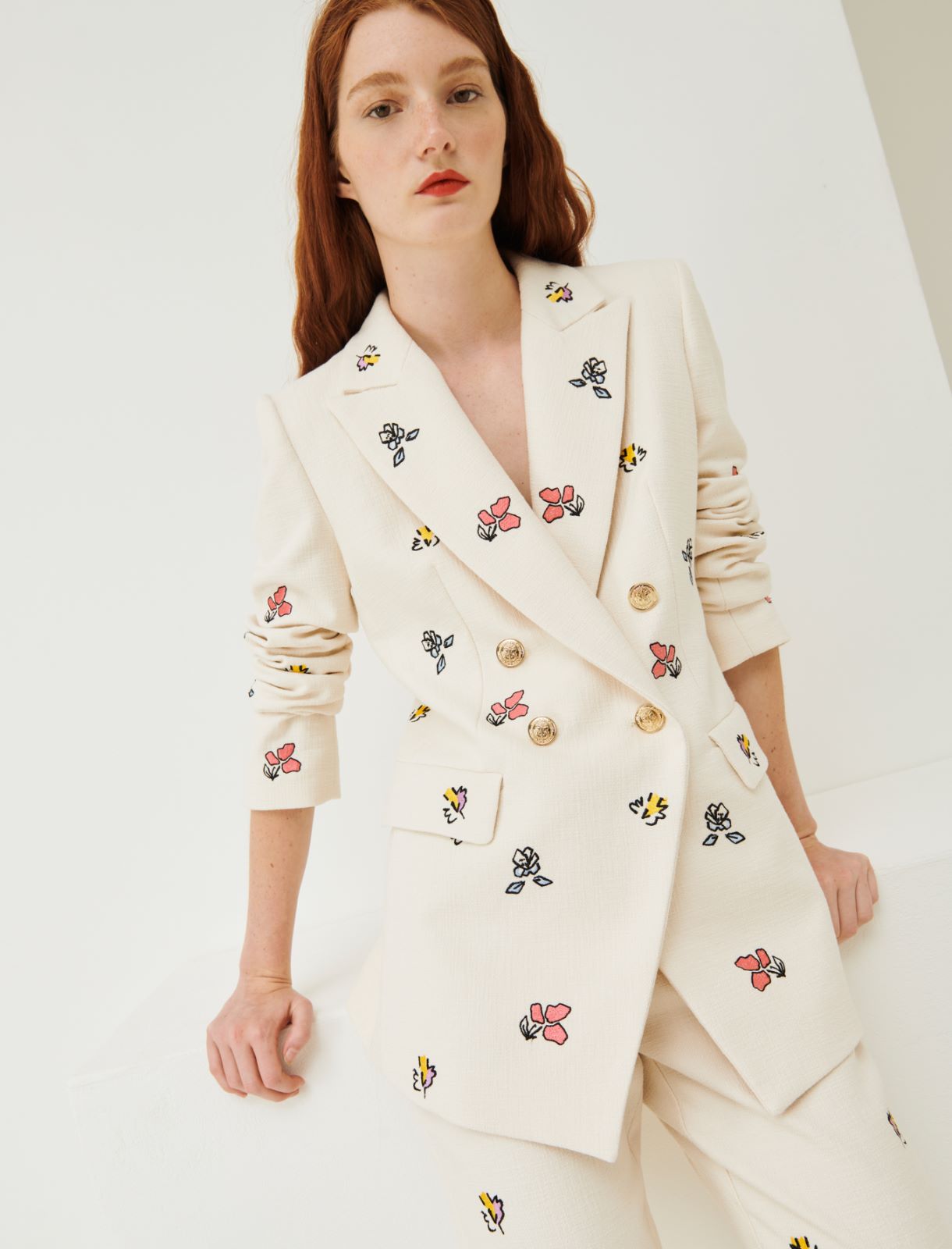 Embroidered blazer - Cream - Marina Rinaldi - 3
