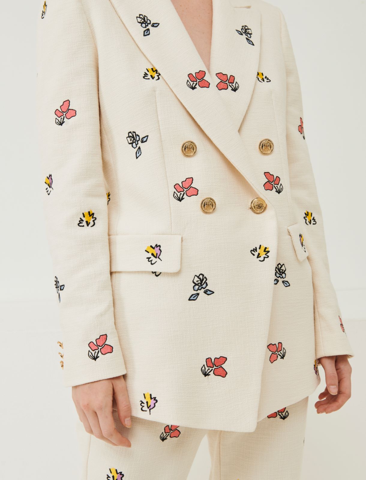 Embroidered blazer - Cream - Marina Rinaldi - 4