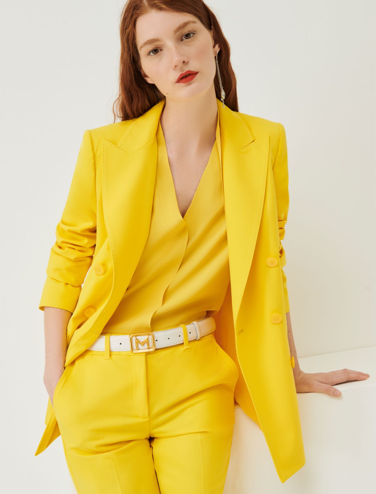 Double-breasted blazer - Yellow - Marina Rinaldi - 3