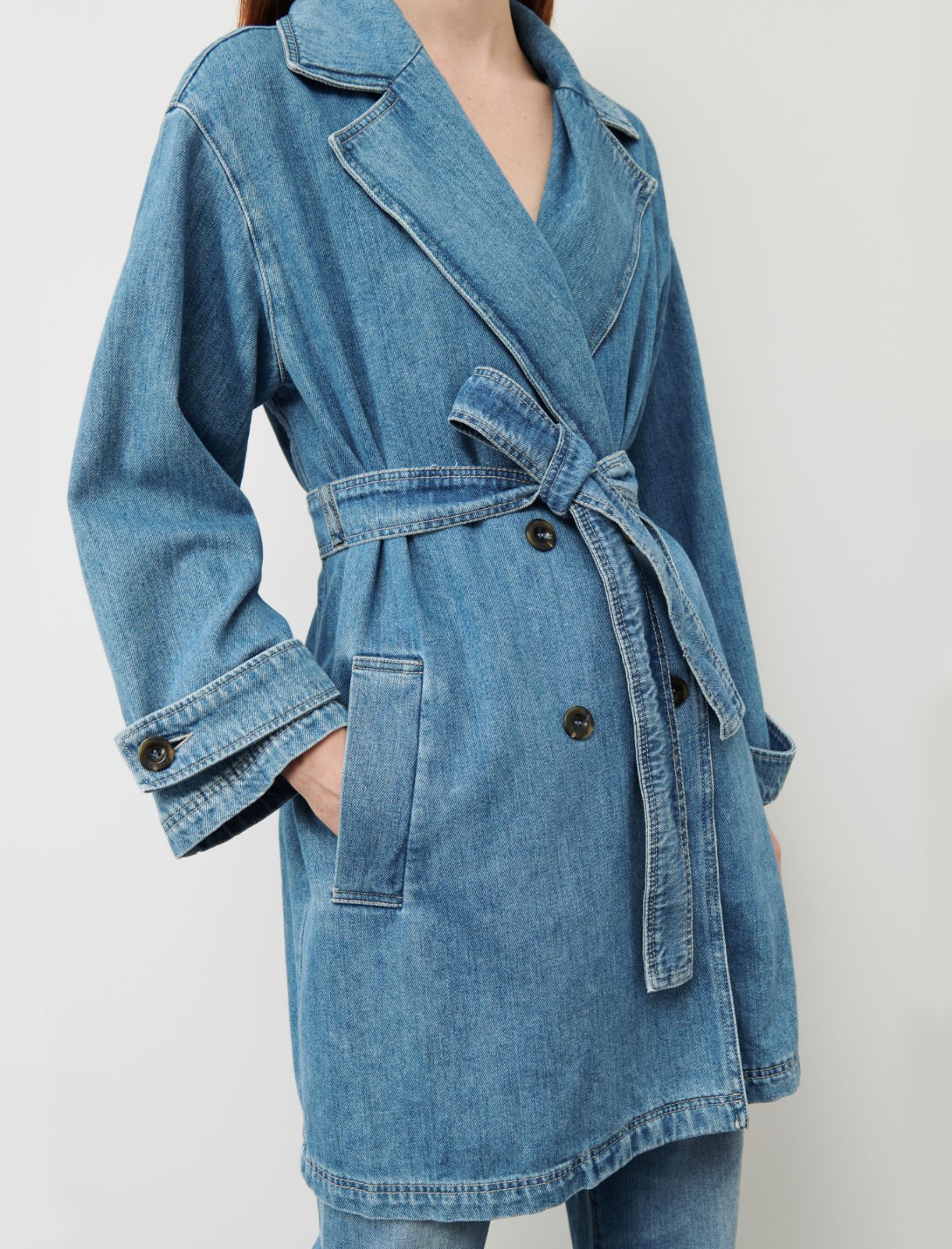 Denim trench coat - Blue jeans - Marina Rinaldi - 4