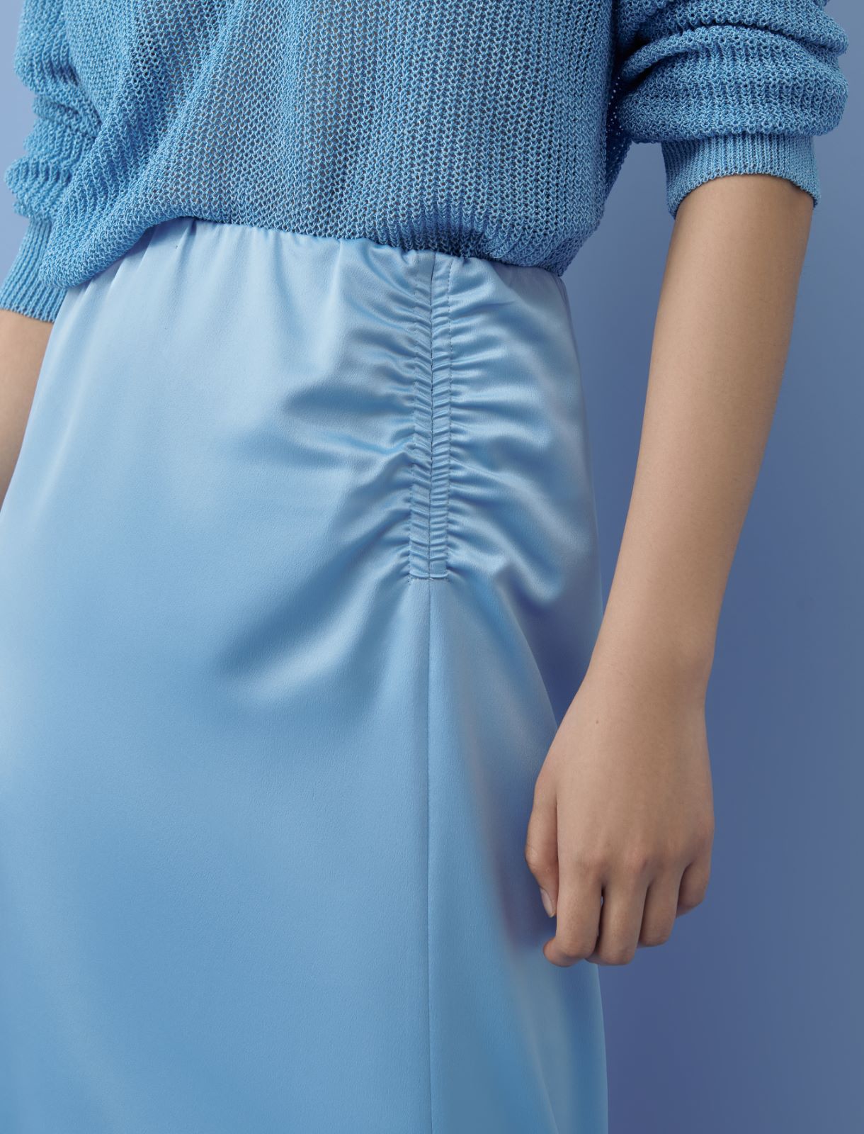 Satin skirt - Light blue - Marella - 4