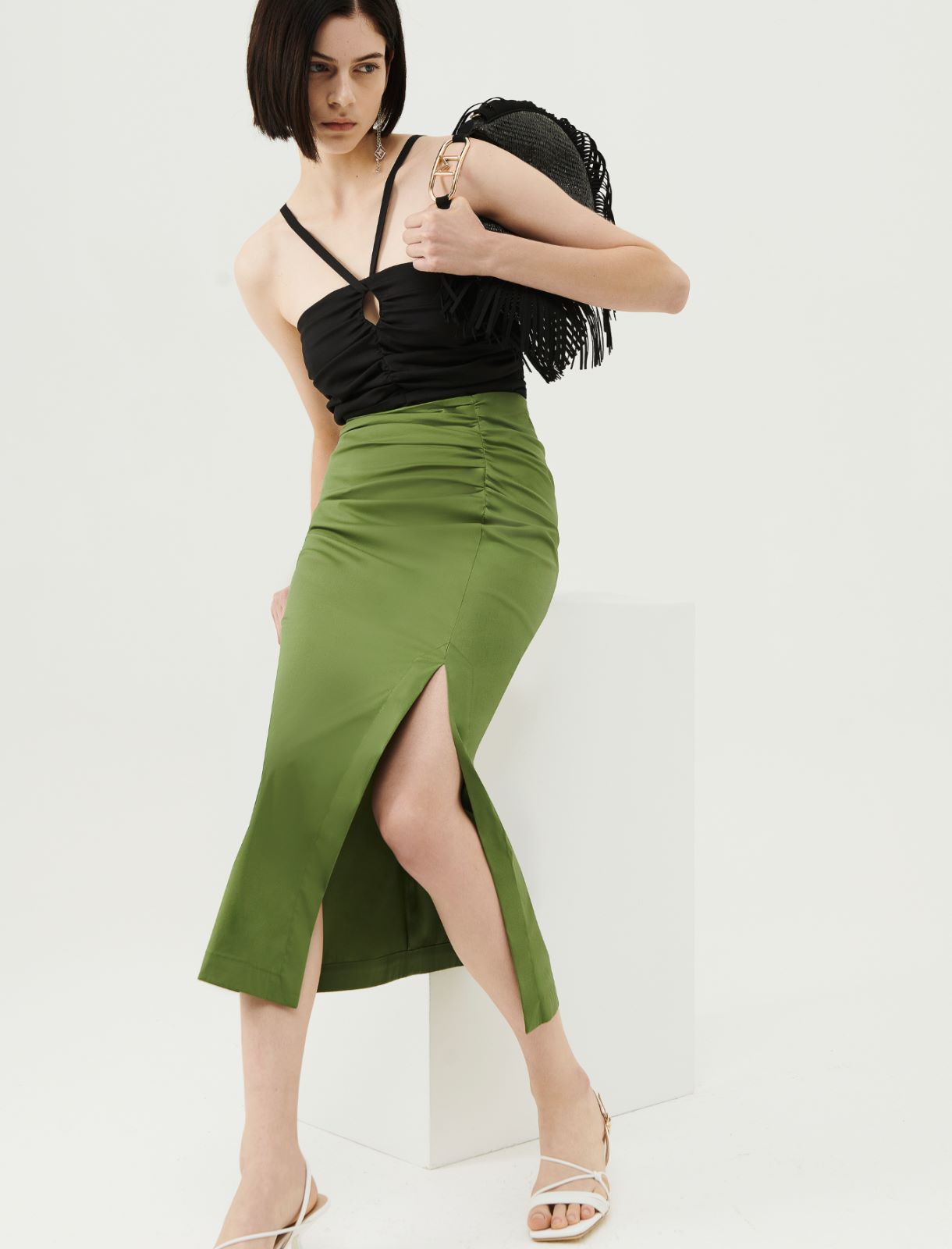 Poplin skirt - Green - Marella - 3