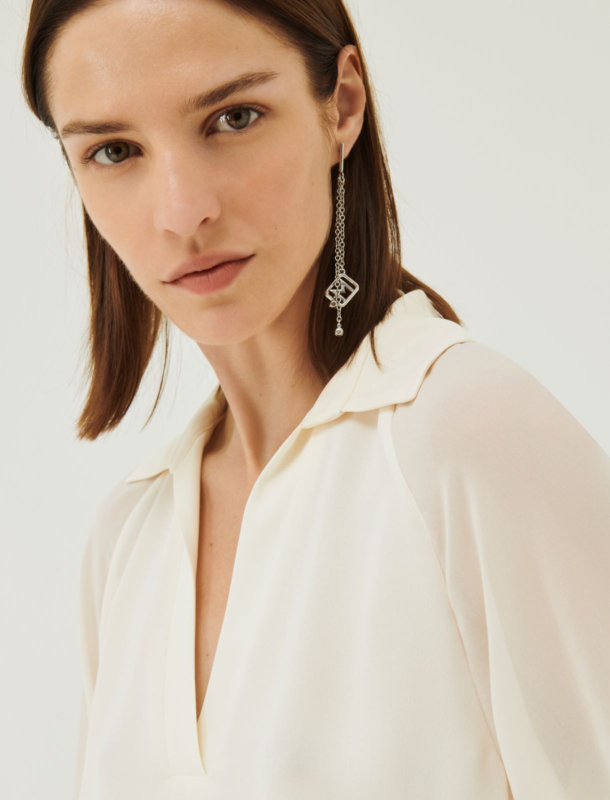 Satin blouse - Wool white - Marina Rinaldi - 4