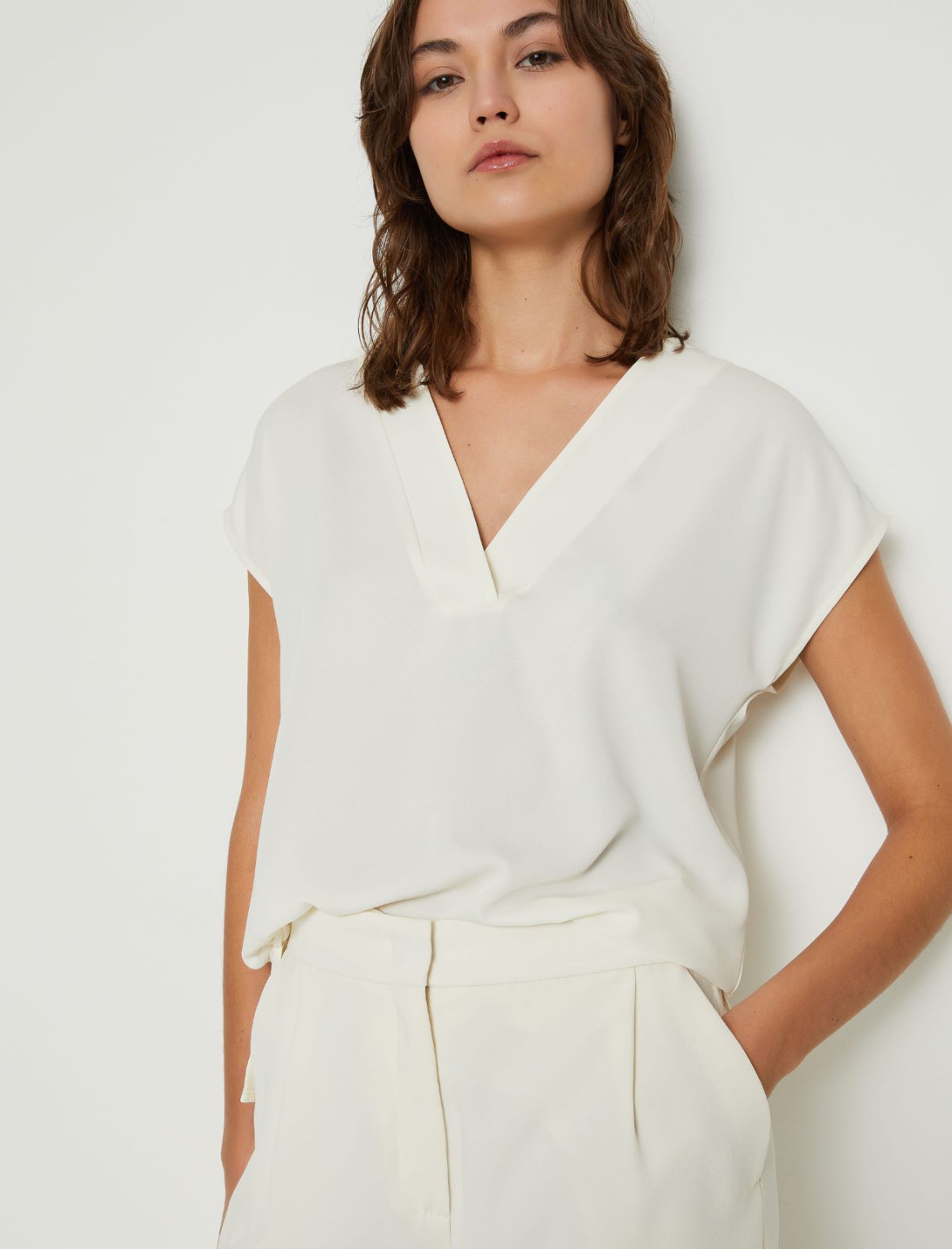Satin blouse - Wool white - Marina Rinaldi - 3