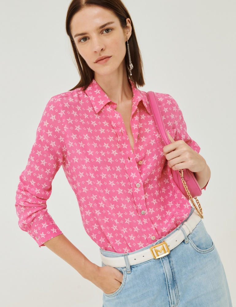 Koszula ze wzorem - Jaskrawy różowy - Marella