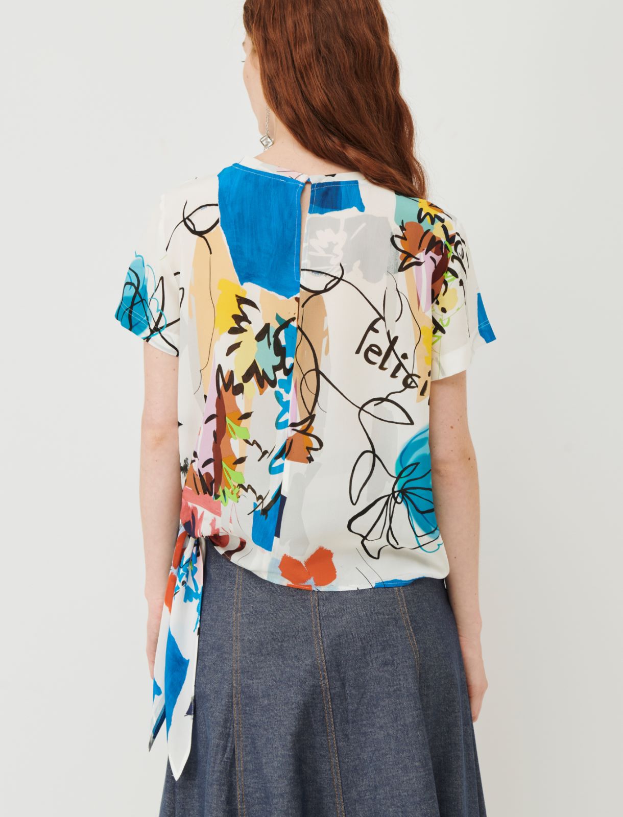 Patterned blouse - Cornflower blue - Marella - 2