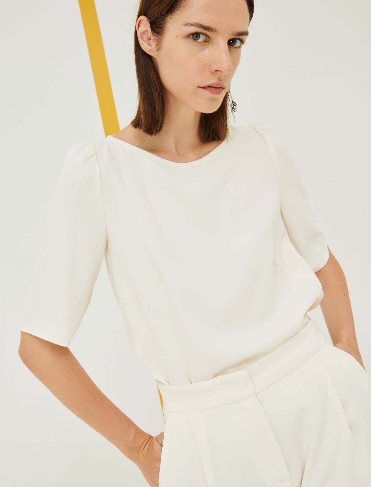 Crepe blouse - Wool white - Marina Rinaldi - 3