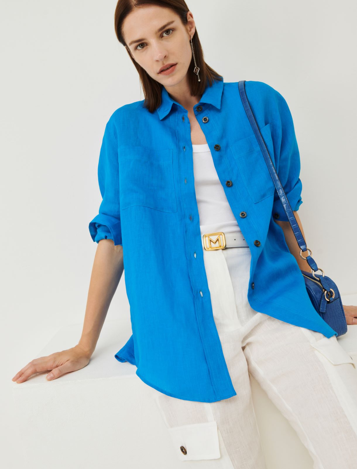Linen shirt - Deep blue - Marella - 3