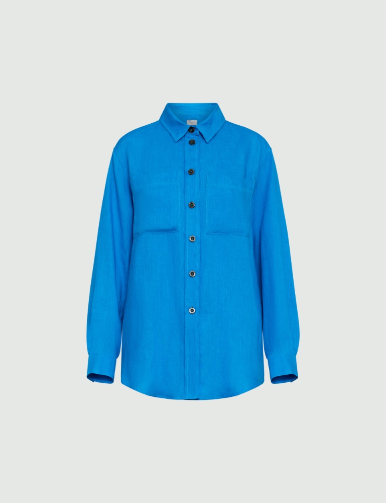 Camicia in lino - Azzurro intenso - Marella - 2