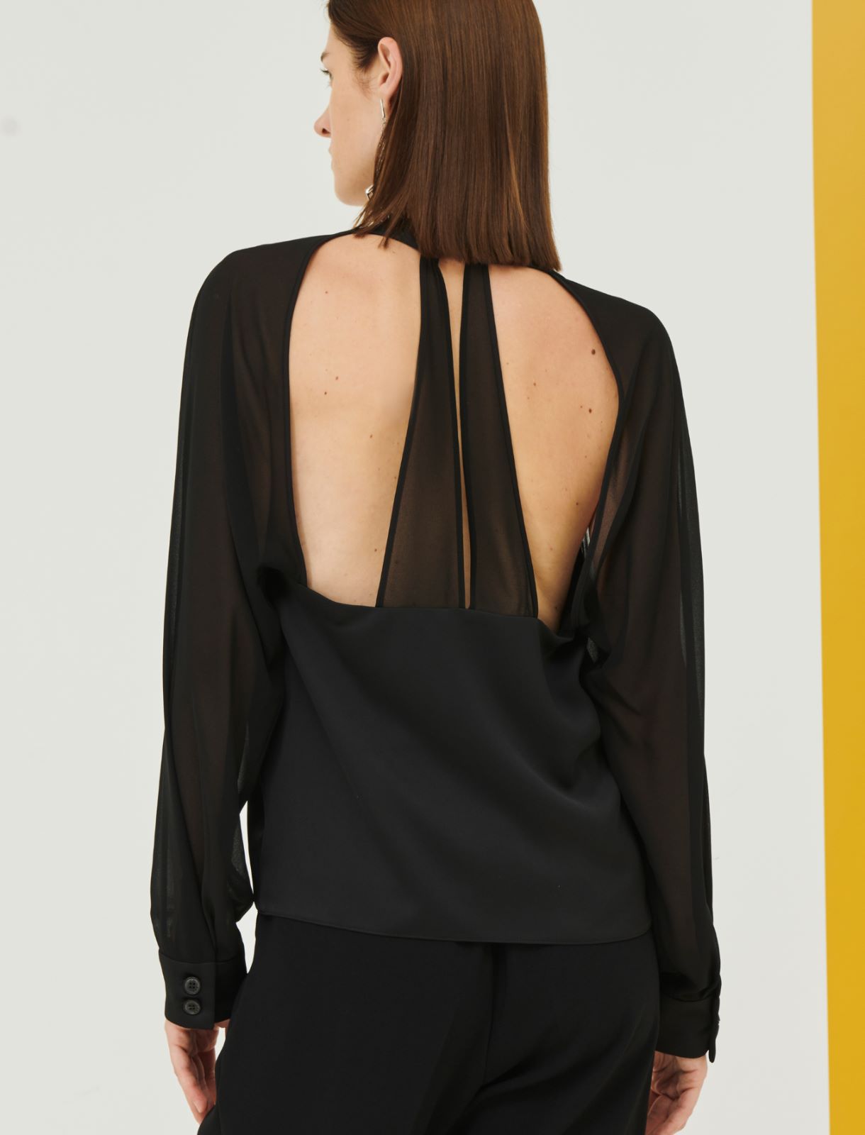 V-neck blouse - Black - Marina Rinaldi - 2