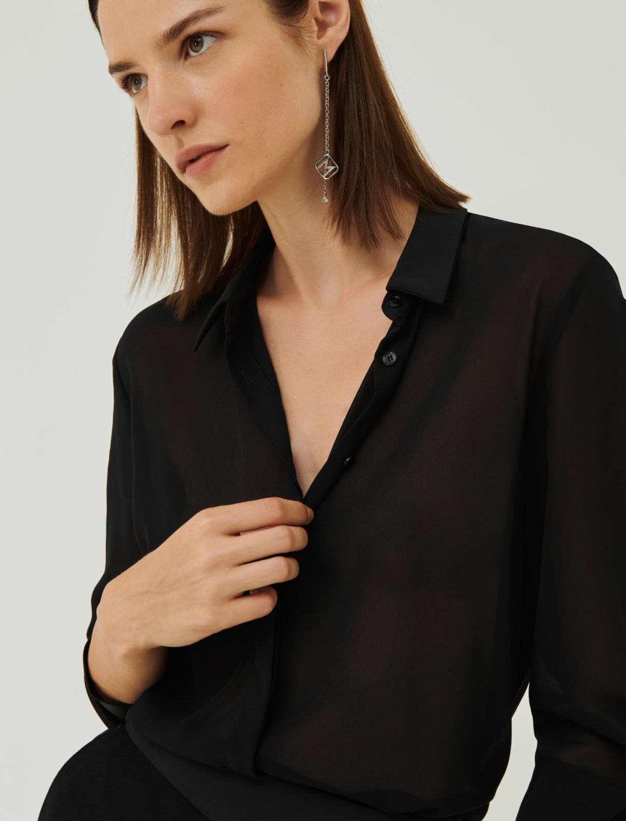 Georgette shirt - Black - Marina Rinaldi - 4
