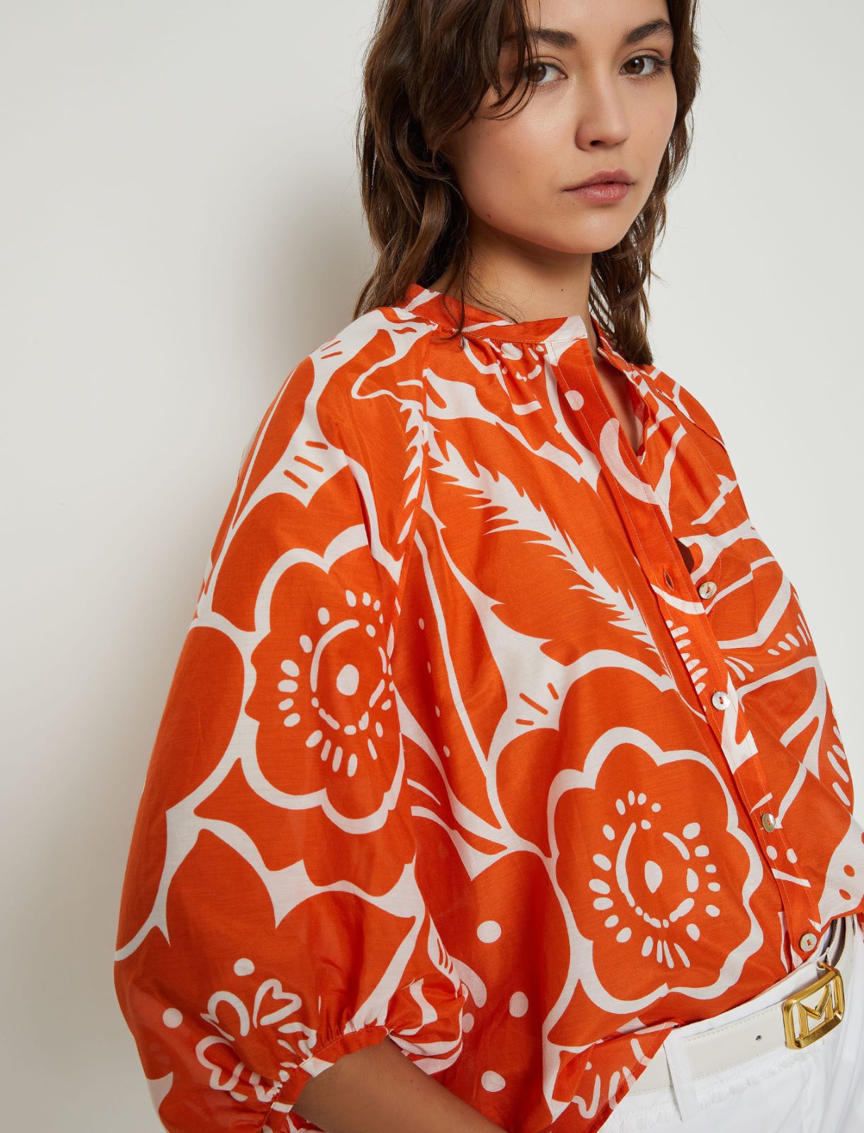 Patterned shirt - Orange - Marina Rinaldi - 3