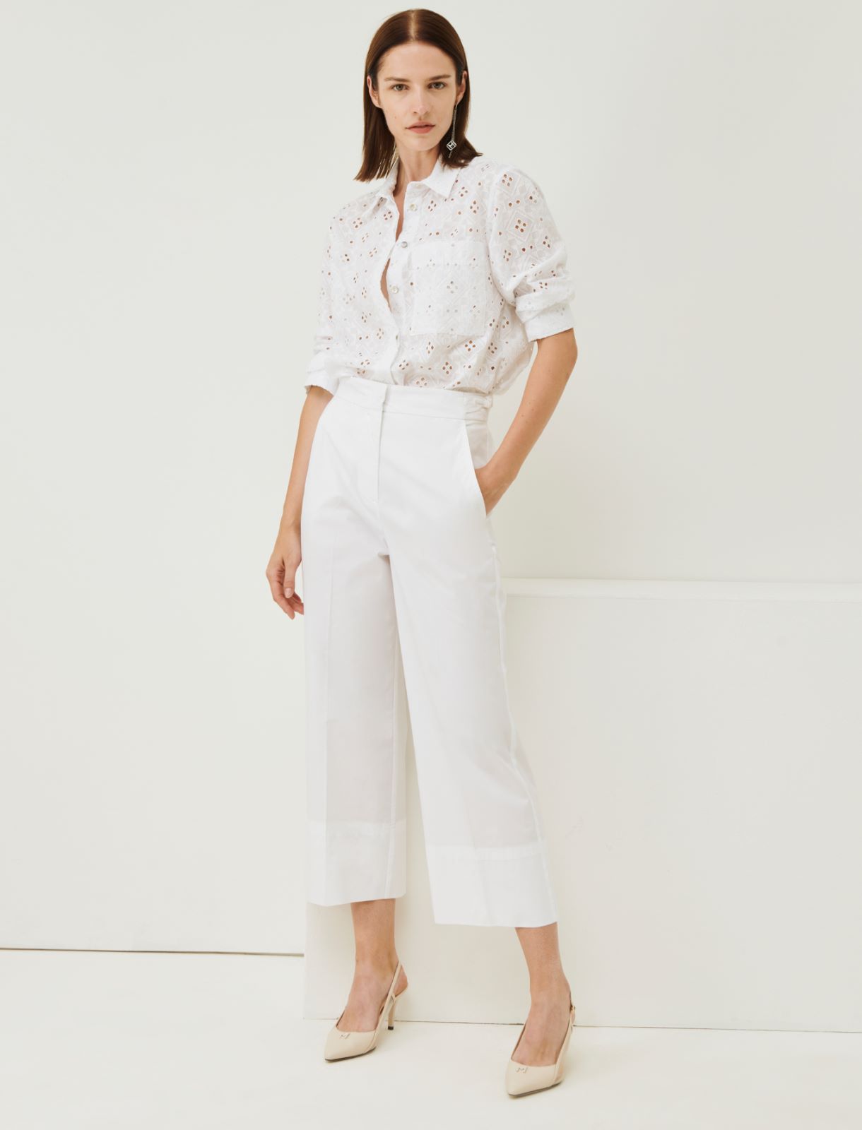 Broderie anglaise shirt - White - Marina Rinaldi