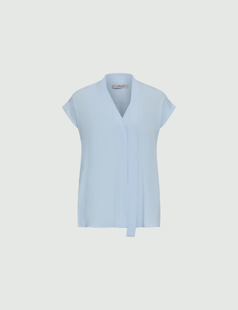 Crepe blouse - Light blue - Marina Rinaldi - 2
