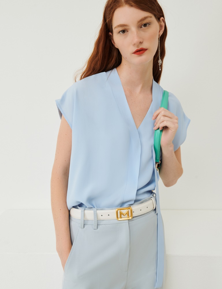 Crepe blouse - Light blue - Marina Rinaldi
