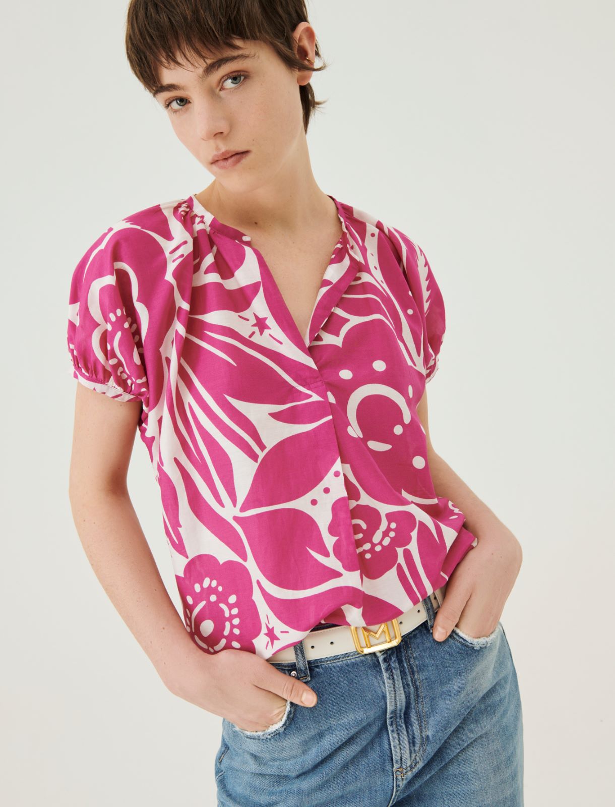 Patterned blouse - Plum - Marella - 3
