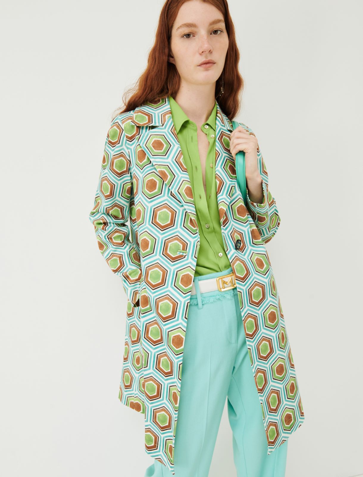 Patterned pea coat - Green - Marina Rinaldi - 3