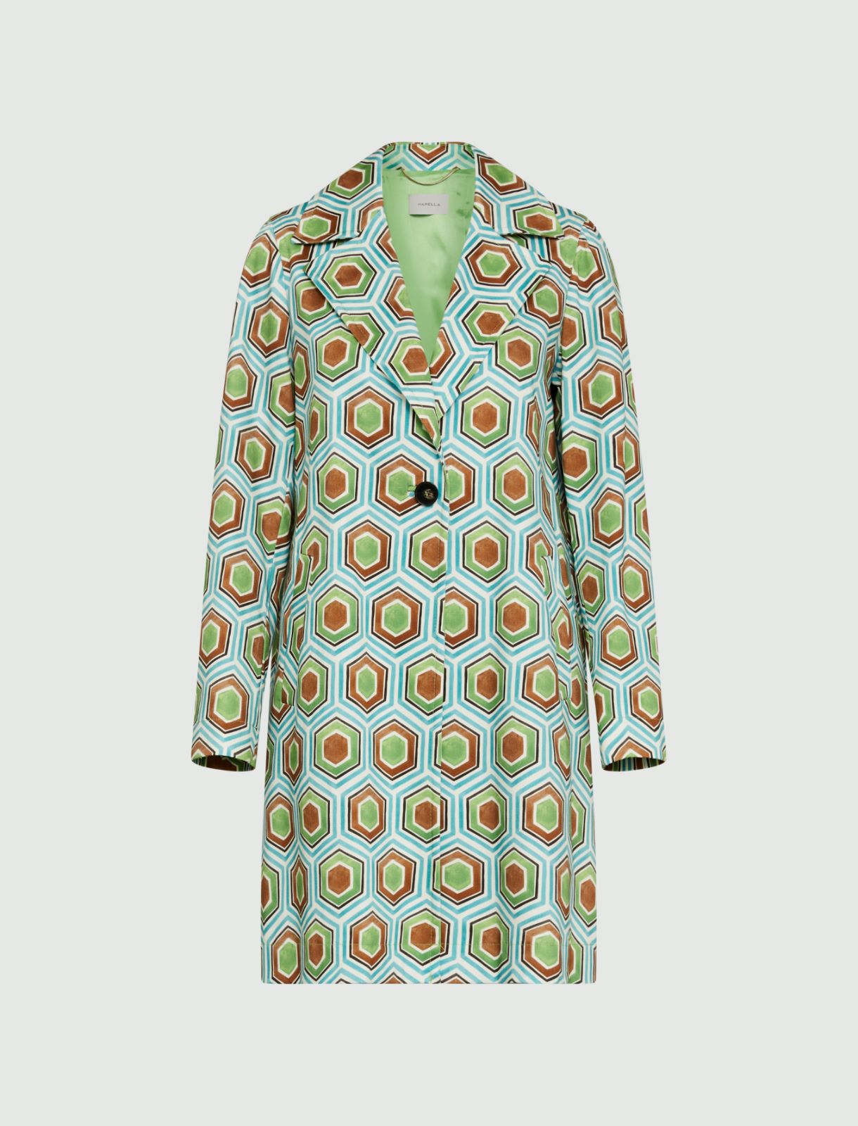 Patterned pea coat - Green - Marina Rinaldi - 5