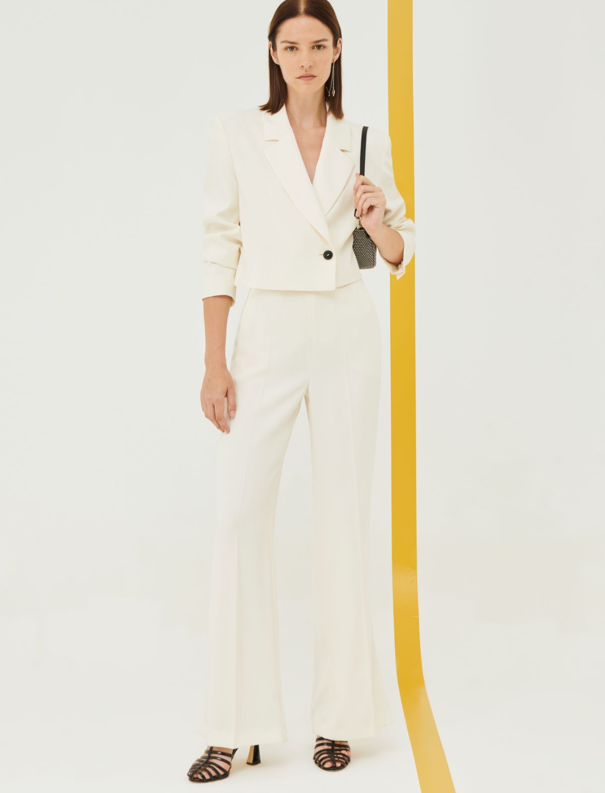 Crepe trousers - Wool white - Marina Rinaldi